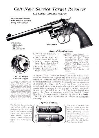 Colt Fire Arms Jan. 1935 Catalog new service .45