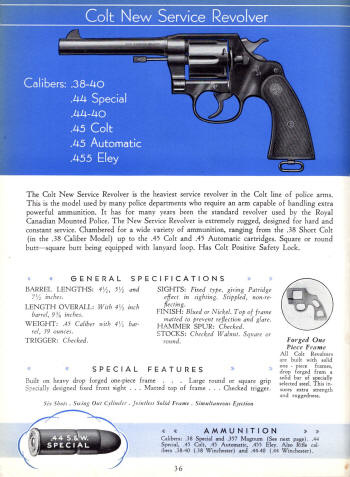 Colt 1936 Catalog .44 S&W special new service revolver