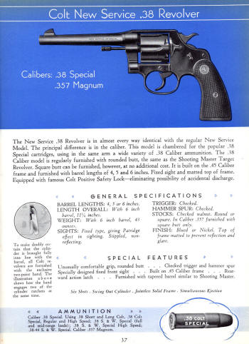 Colt 1936 Catalog new service .38 revolver