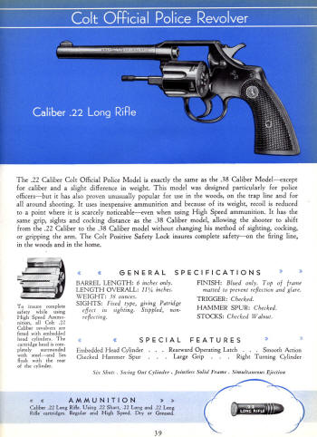 Colt 1936 Catalog Official police .22 LR revolver