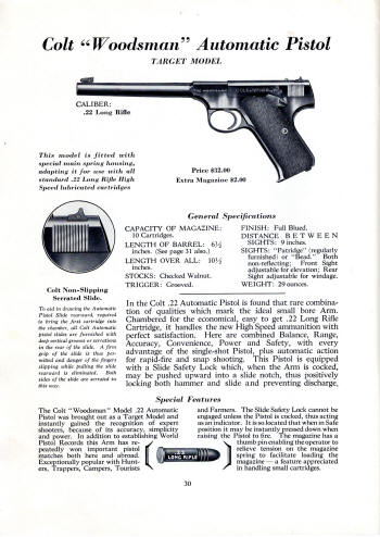 Colt 1936 (Oct.) catalog Woodsman target pistol