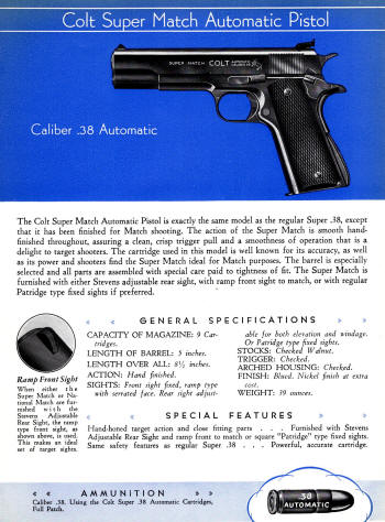 Colt 1936 Catalog super match .38 automatic pistol