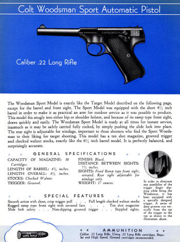 Colt 1936 Catalog woodsman sport automatic pistol