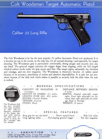 Colt 1936 Catalog woodsman target automatic pistol