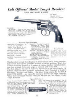 Colt 1937 catalog showing Colt Officers' Model Target .38 (1937) heavy 6 in. bbl.