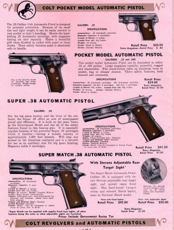 Colt Revolvers and Automatic Pistols 1939 illustrated Price List page 9