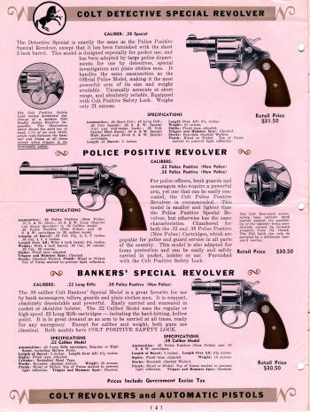 Colt Catalog Revolvers and Automatic Pistols Jan. 1939 page 2