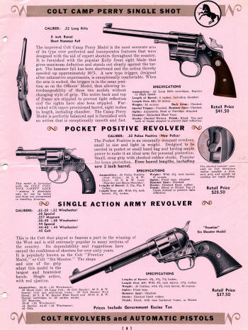 Colt Catalog Revolvers and Automatic Pistols Jan. 1939 page 3