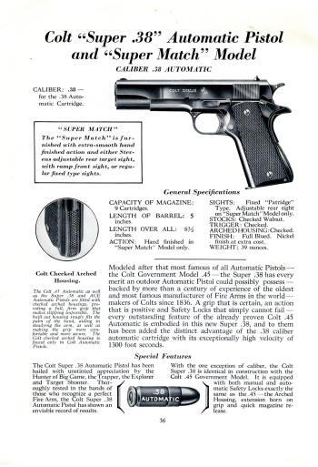 1941 automatic pistol: super 38 and super match model