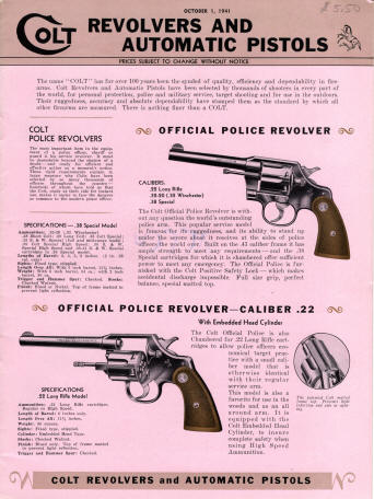Colt 1941 pink illustrated price list page 1