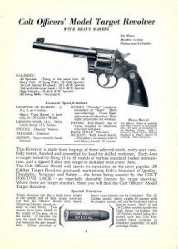 Colt Fire Arms Catalog 1941 July officers model target