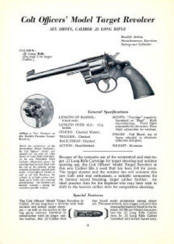 Colt Fire Arms Catalog 1941 July officers model target .22