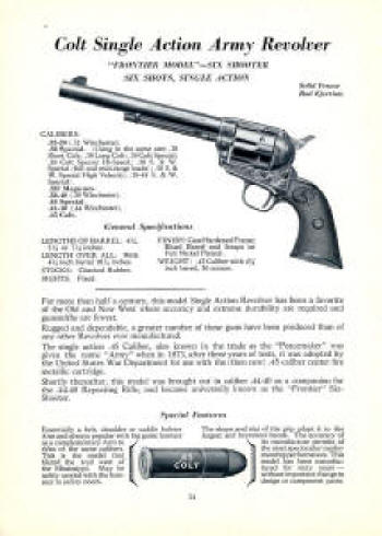 Colt Fire Arms Catalog 1941 July SA Army 