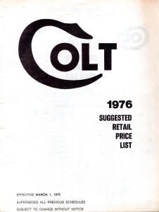Colt 1976 catalog with price list