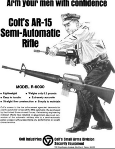 1970 Colt catalog featuring the R6000 AR-15 rifle for police