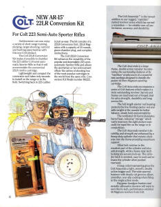 1990 Colt catalog showing the New AR-15 .22 conversion kit