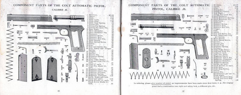 Colt 1909-3 catalog: parts for automatic pistols