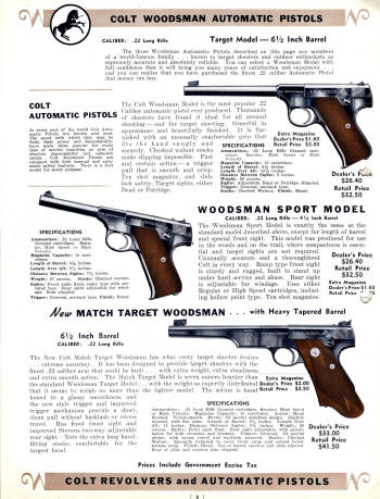 Colt Revolvers and Automatic Pistols Illustrated Price List Sept. 1938 page 6