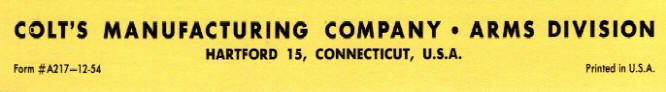 1954 'Colt's Manufacturing Company'