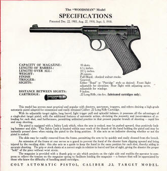 Colt 1940-1947 The Woodsman hand book pistol with imprint on barrel
