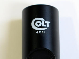 Colt logo on barrel of scope