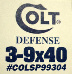 colt defense 3x9x40 box label