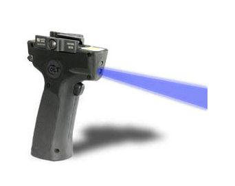 Marketing graphic showing blue laser light