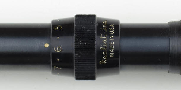 Realist 'Apache" 4x scope for .22 rifles logo on eye piece