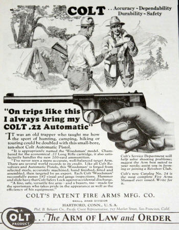 Colt Woodsman automatic pistol ad 1932