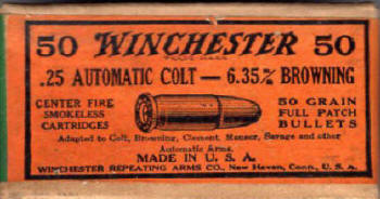 Winchester .25 automatic Colt 6.35mm browning