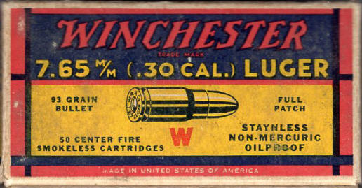 Winchester 7.65 mm Luger full patch