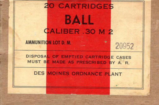 Des Moines Ordnance .30 M 2 Ball ammo box