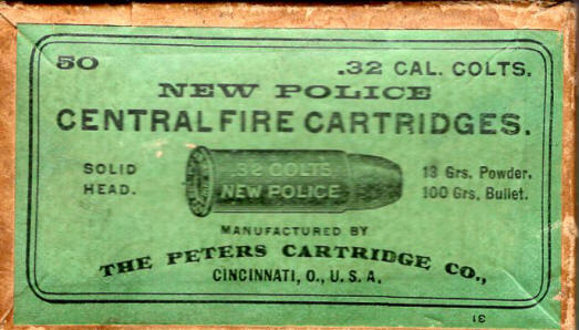 Peters .32 Colt New Police Solid Head; 100 gr.; over-labeled 'Gallery'
