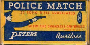 Peters rustless .22 Long Rifle rim fire Police graphic box