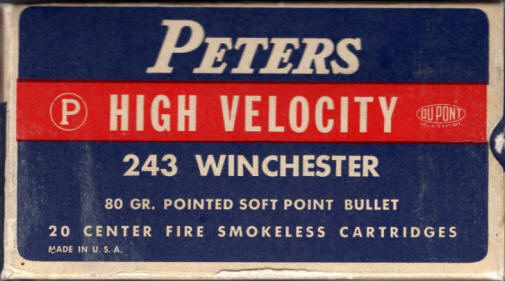 Peters high-velocity 243 Winchester ammo box