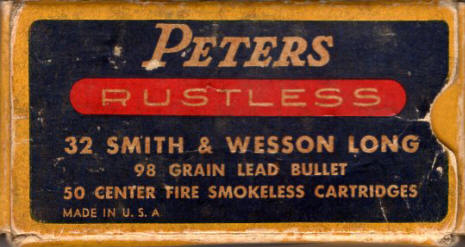 Peters .32 Long, rifle cartridge box