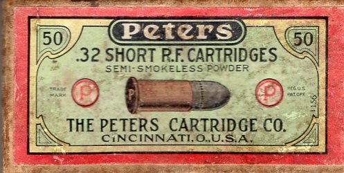 Peters .32 Short R. F. ammo box
