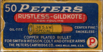 Peters .38 S&W Special  Gildkote  ammo box