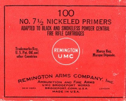 Remington No. 7.5 nickeled primers 100 count box