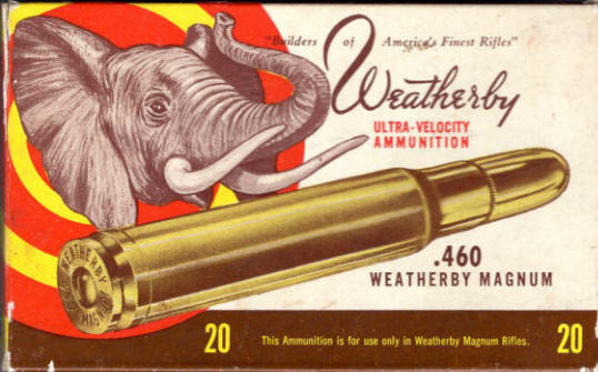 Weatherby 'elephant' .460 magnum ammo box