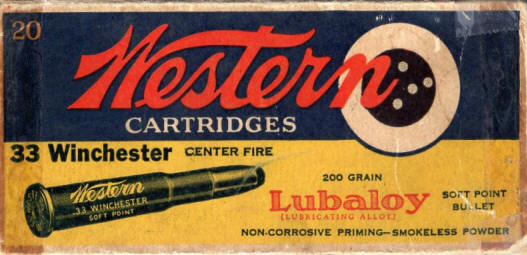 Western .33 Winchester soft point, 200 gr. ammo box