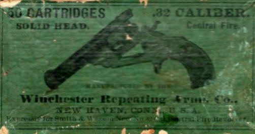 Winchester .32 S&W Solid Head, Open breach, green label ammo box
