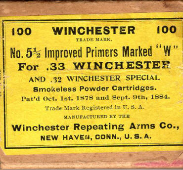 Win. .33 Winchester No. 5 1/2 Primers, for .33 Winchester and .32 Winchester Special