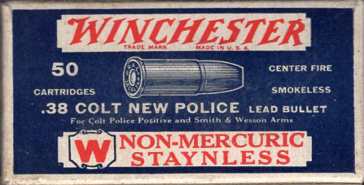 Winchester .38 Colt New Police Staynless ammo box