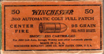 Winchester box .380 automatic colt ammo