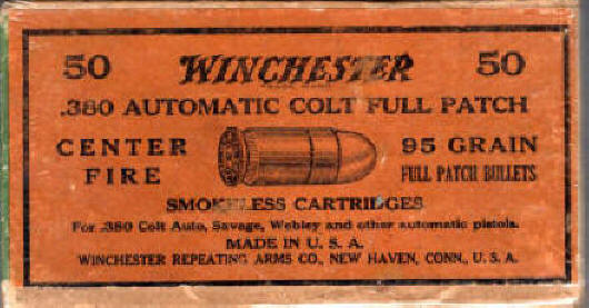 Winchester box .380 automatic colt ammo