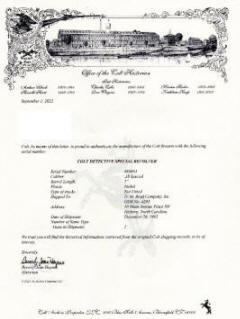 Colt Detective Special 1965 factgory letter