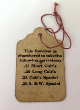 Colt revolver hang tag