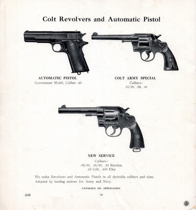 1914 Colt's automatic pistol and revolvers