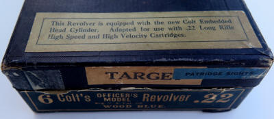 1937 Colt Officer's Model target .22 revolver - box end labels